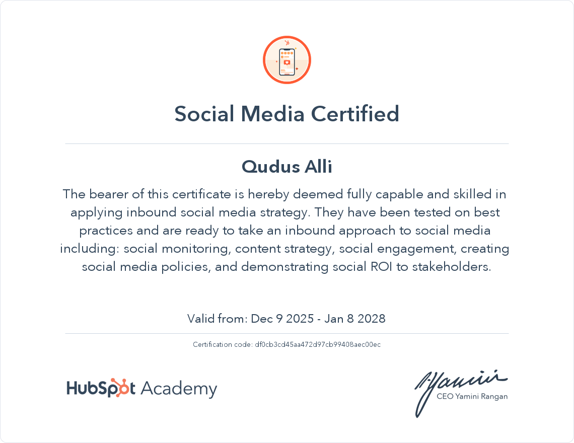 Social Media Certification